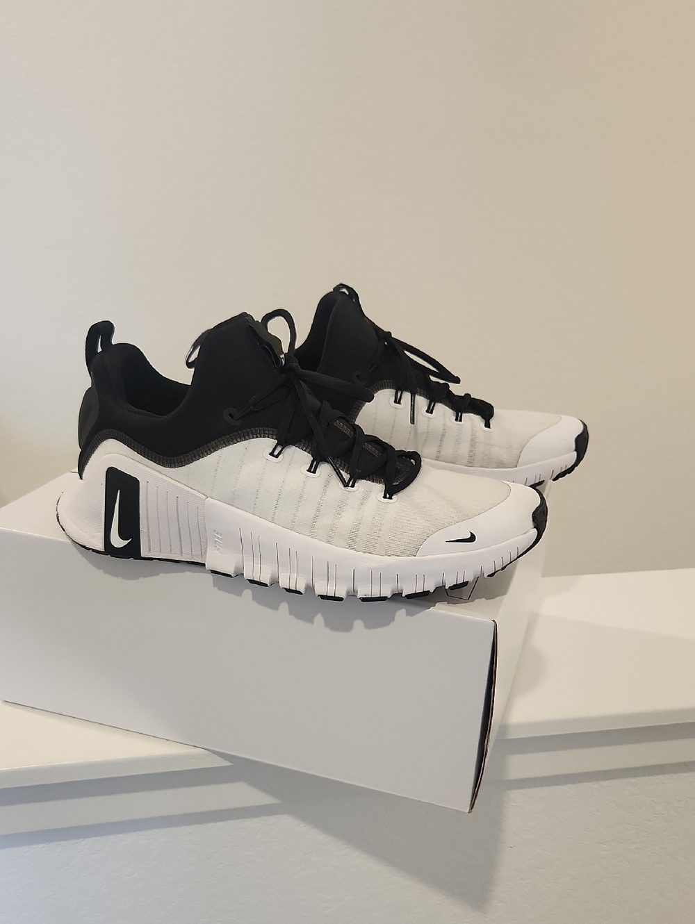 Nike White and Black Training Sneakers Custom Metcom